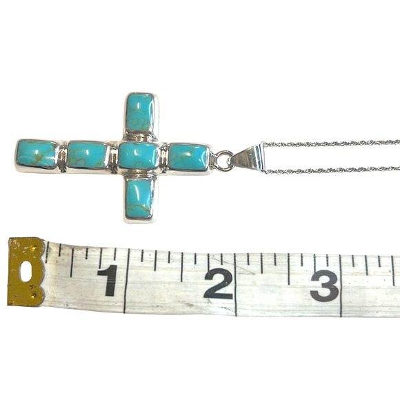 R. H. Macy Silver & Turquoise Cross Necklace, NWT! - Picture 5 of 8